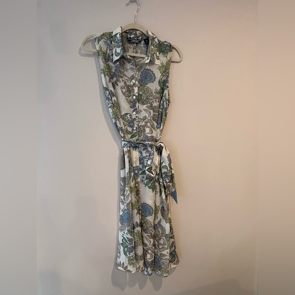 Lands' End Blue and Green Floral Maxi Kentucky derby dress - Picture 2 of 7